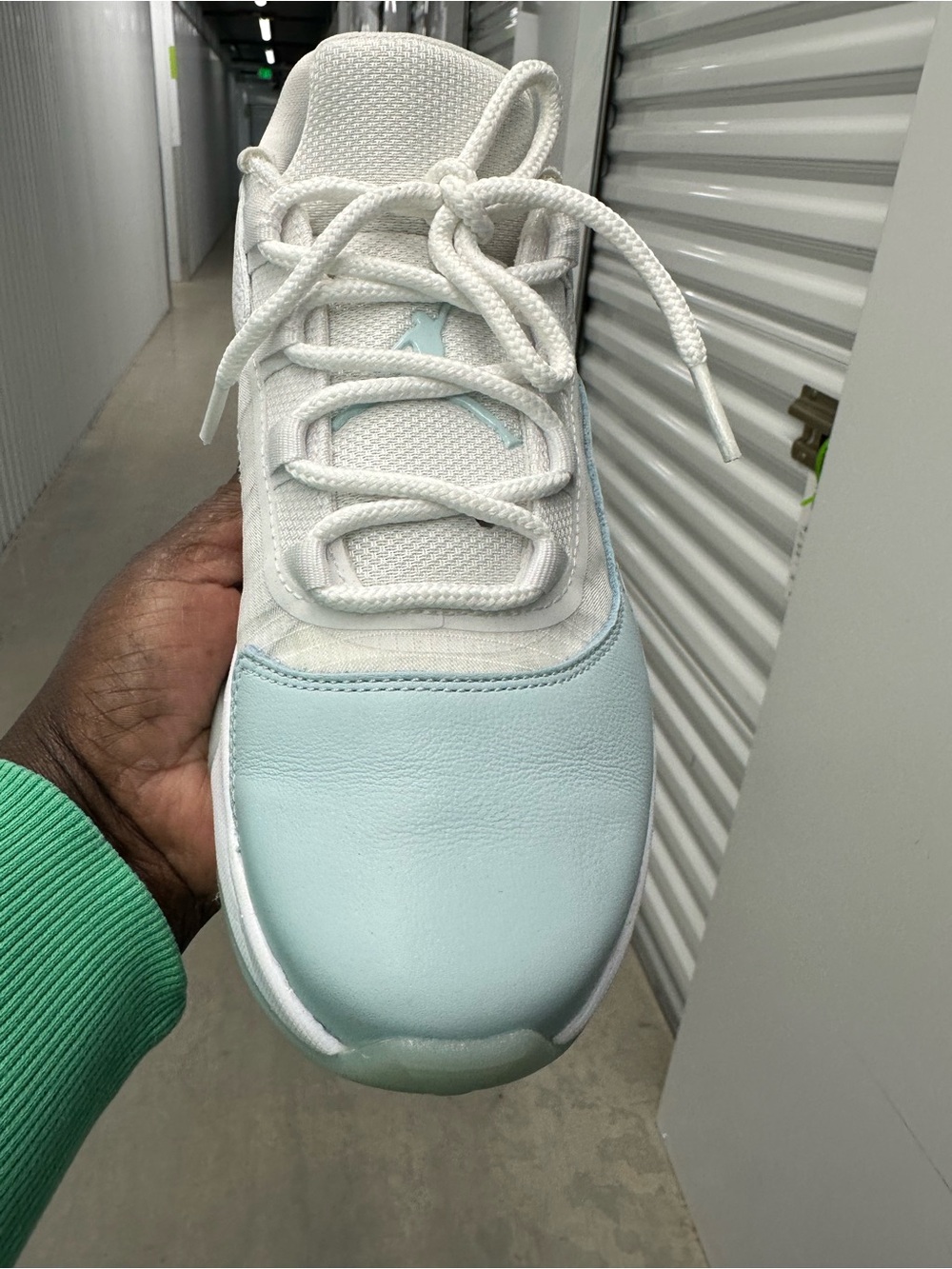 Jordan women White and Light Blue Athletic Sneaker